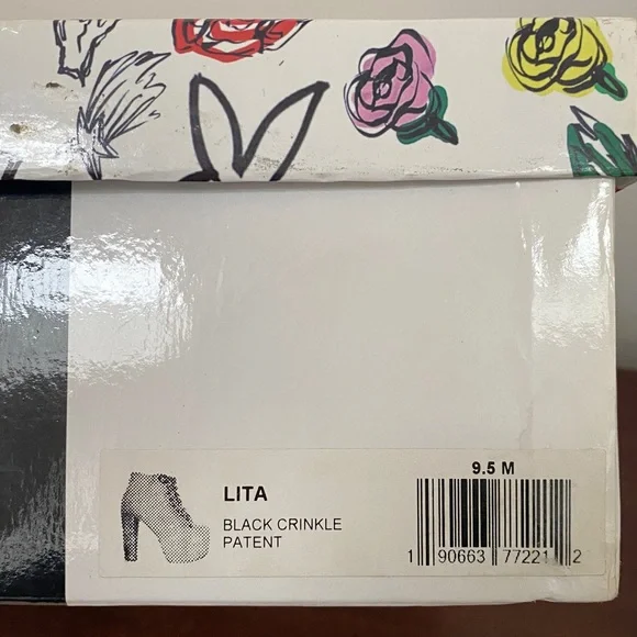 !RARE! Lita By Jeffrey Campbell - Shiny Black Lace Up Boots 9.5M - Picture 14 of 15